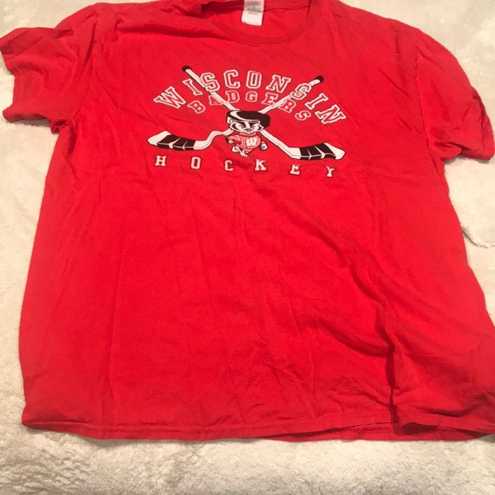 Red Wisconsin Badgers Hockey T-Shirt